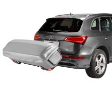 Box na tažné zařízení MFT BackBox stříbrný lesk + základna Backcarrier + rožšíření pro lyže (3)