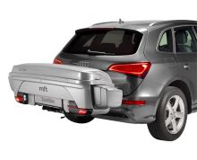 Box na tažné zařízení MFT BackBox stříbrný lesk + základna Backcarrier + rožšíření pro lyže